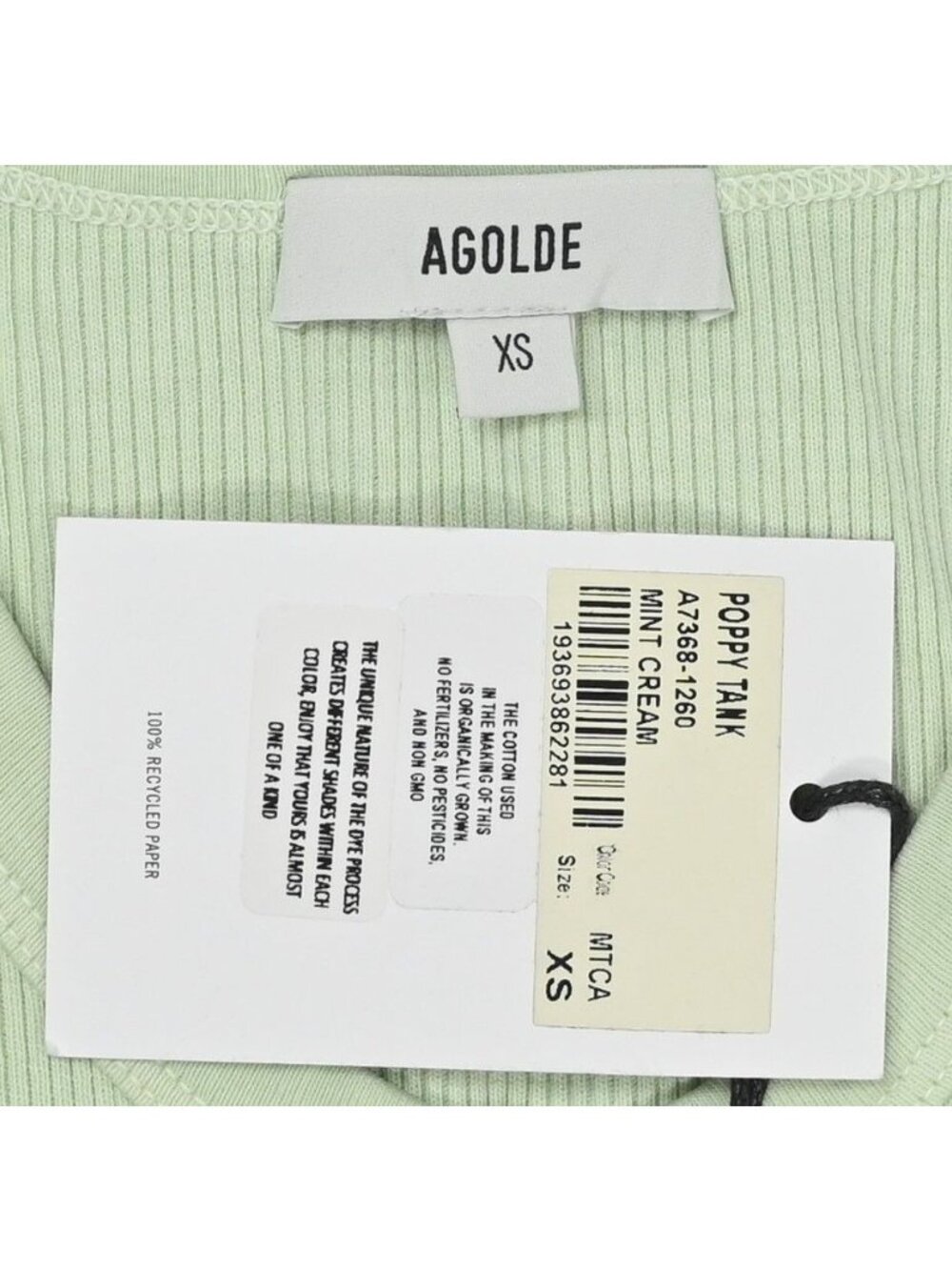 AGOLDE Poppy Tank in MInt Cream - Picture 2 of 4